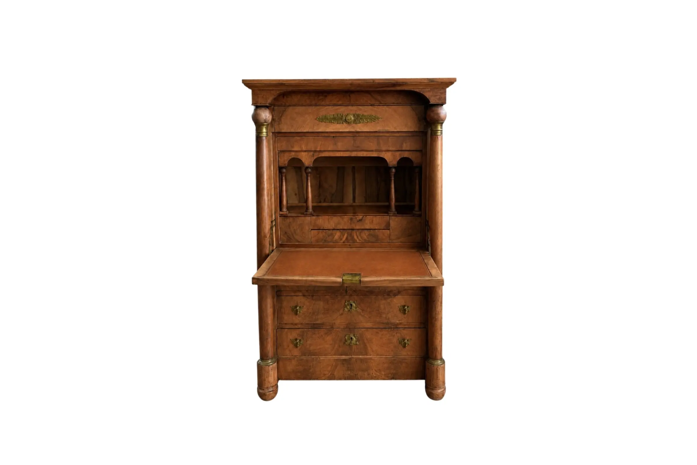 IS-136-ST Empire Period Secretary Cabinet with Drop Front – front view, drop front open
