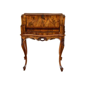 IS-143-RB Small Walnut Burl Center Bureau – front view, closed