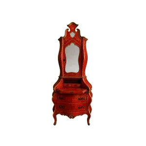 IS-146-TR Venetian-Style Pompeian Red Trumeau Secretary – front view, drop front open