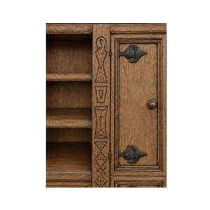 IS-147-LB Handcrafted Oak Bookcase with Wrought-Iron Details – detail of the central doors