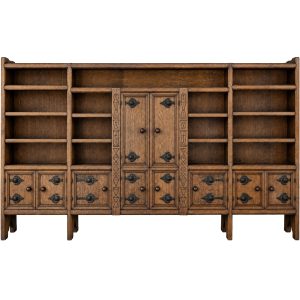 IS-147-LB Handcrafted Oak Bookcase with Wrought-Iron Details – front view